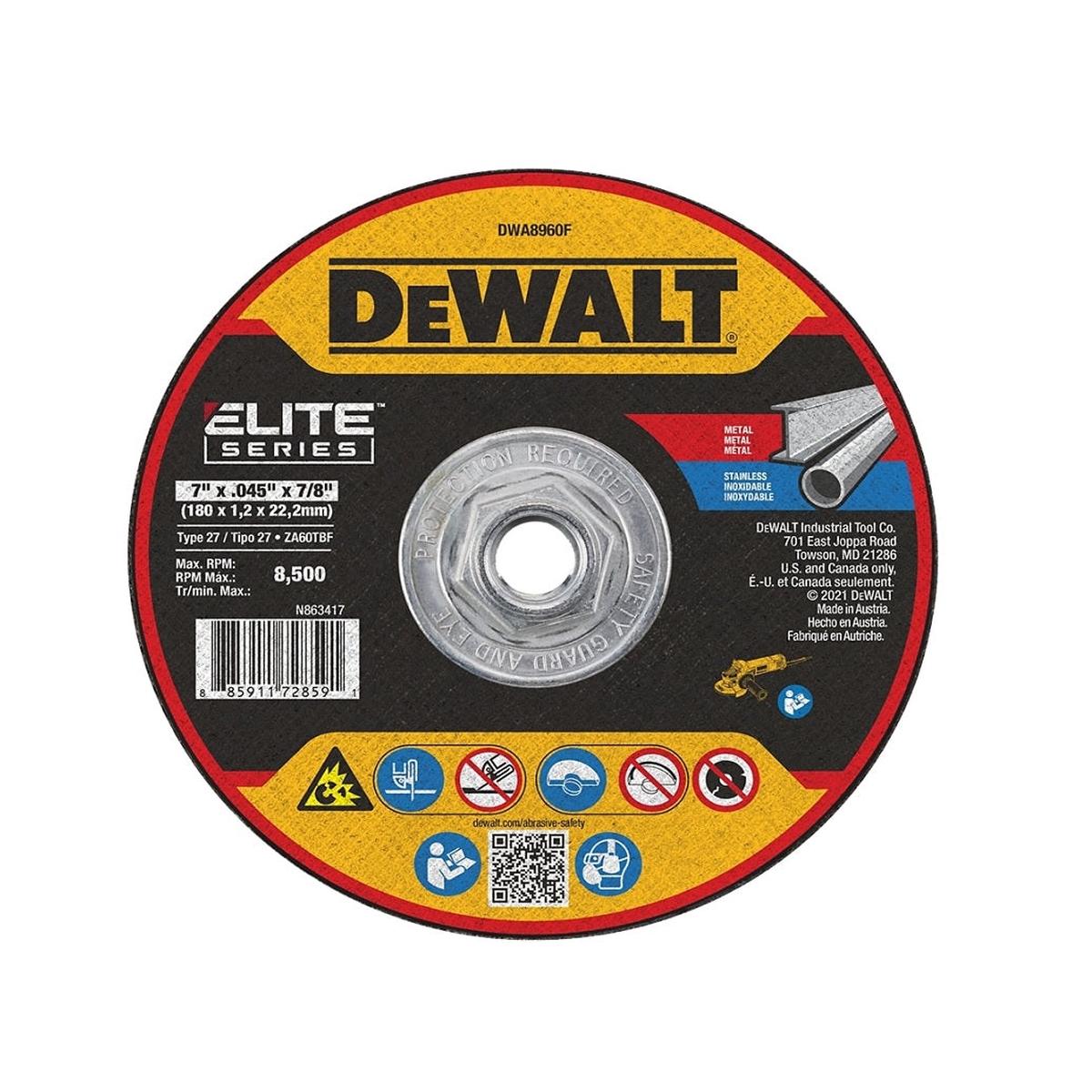 Dewalt DWA8960F Cutting Wheel Zirconia Alumina 60 Grit