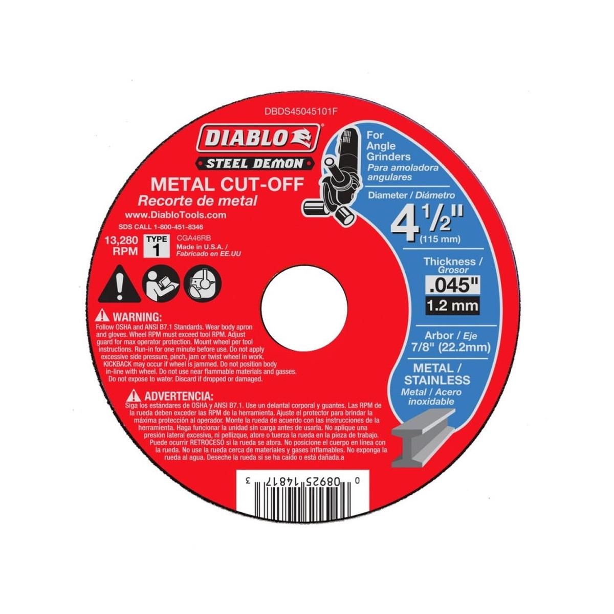 Diablo DBDS45045101F Metal Cut-Off Disc 4-12 Inch