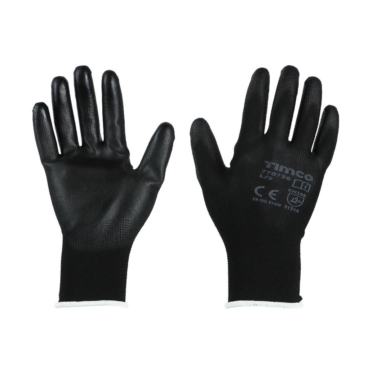 Durable Grip Gloves - PU Coated Polyester Large