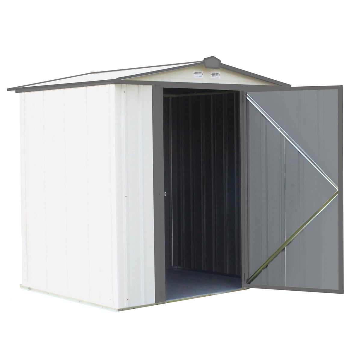 EZEE Shed 6×5 Low Gable 65 in walls Cream and Charcoal Gray