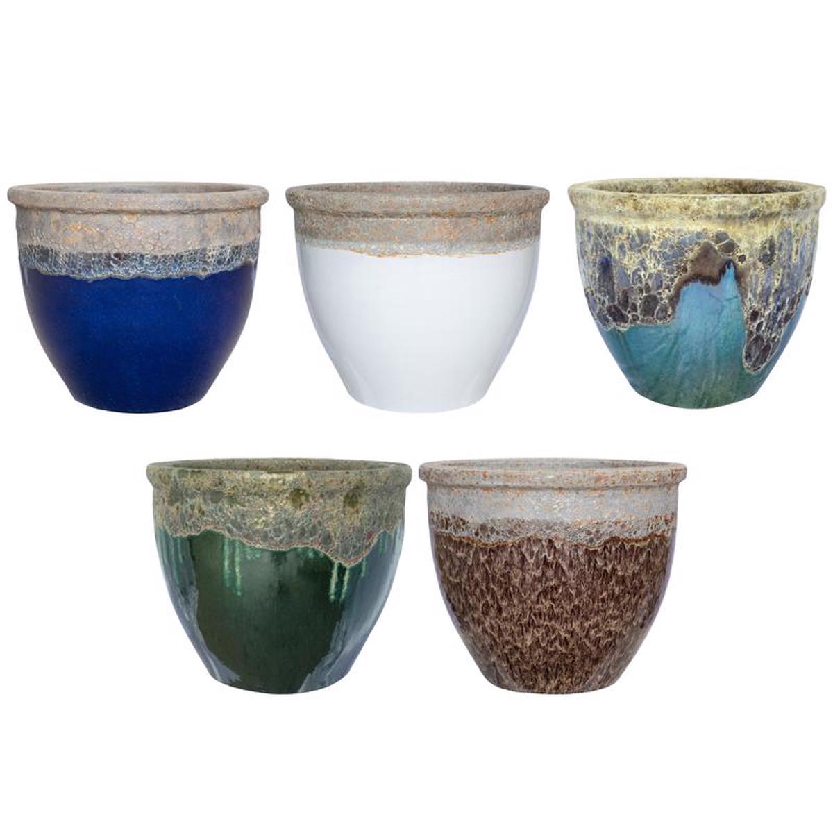 Michael Carr Designs 2558CVOLWHIT Pottery Flat Rim Planter White 13 inches