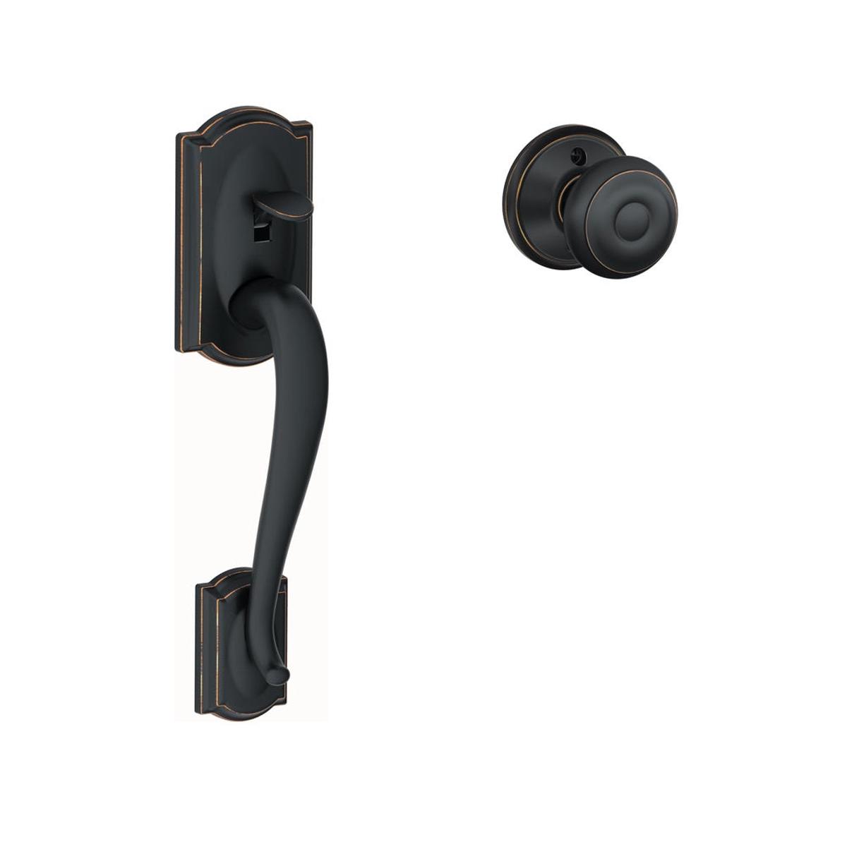 Schlage FE285GCAM716GEO Camelot Entry Knobs Aged Bronze