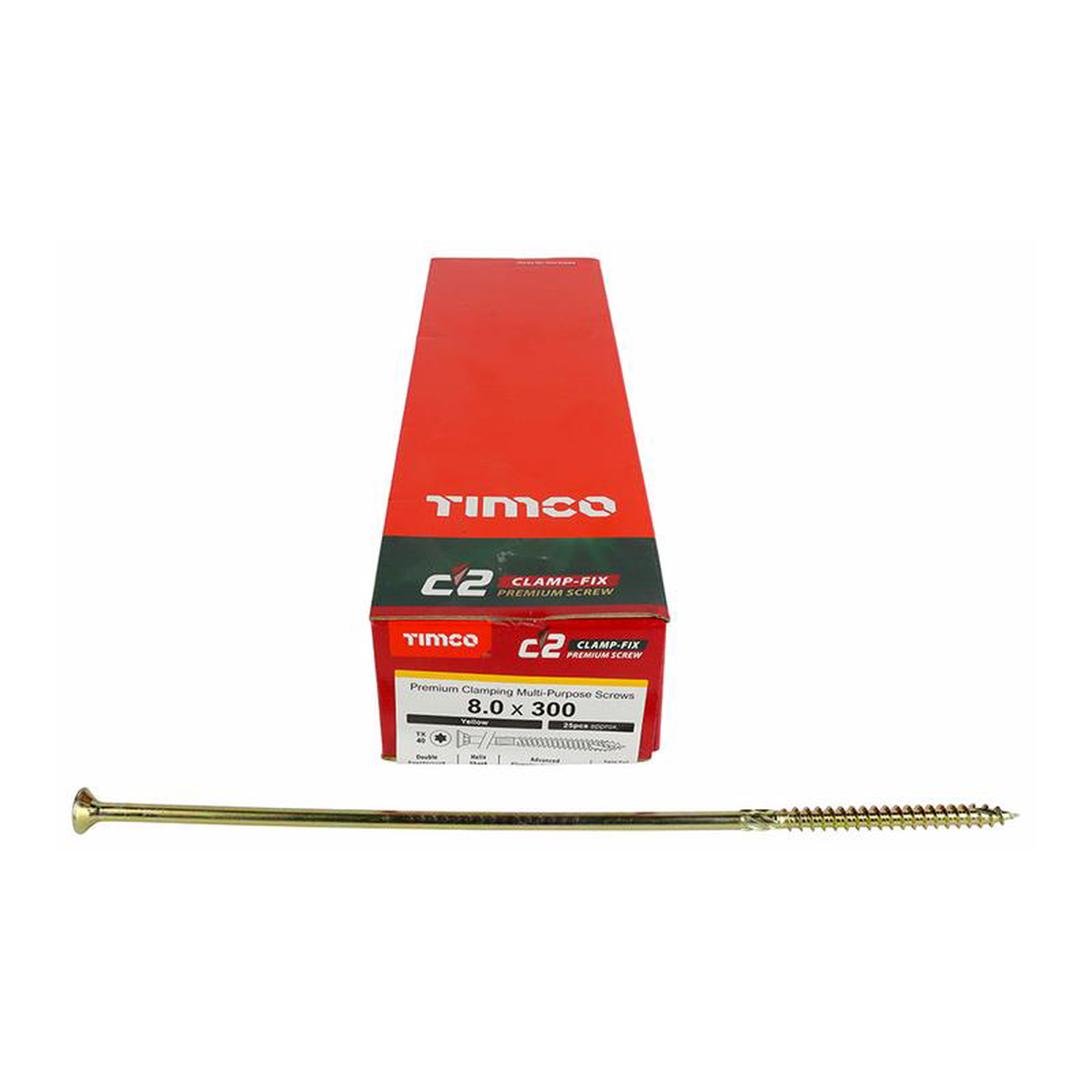 TIMCO C2 Clamp-Fix Multi-Purpose Premium Countersunk Gold Woodscrews 8211 80 x 300