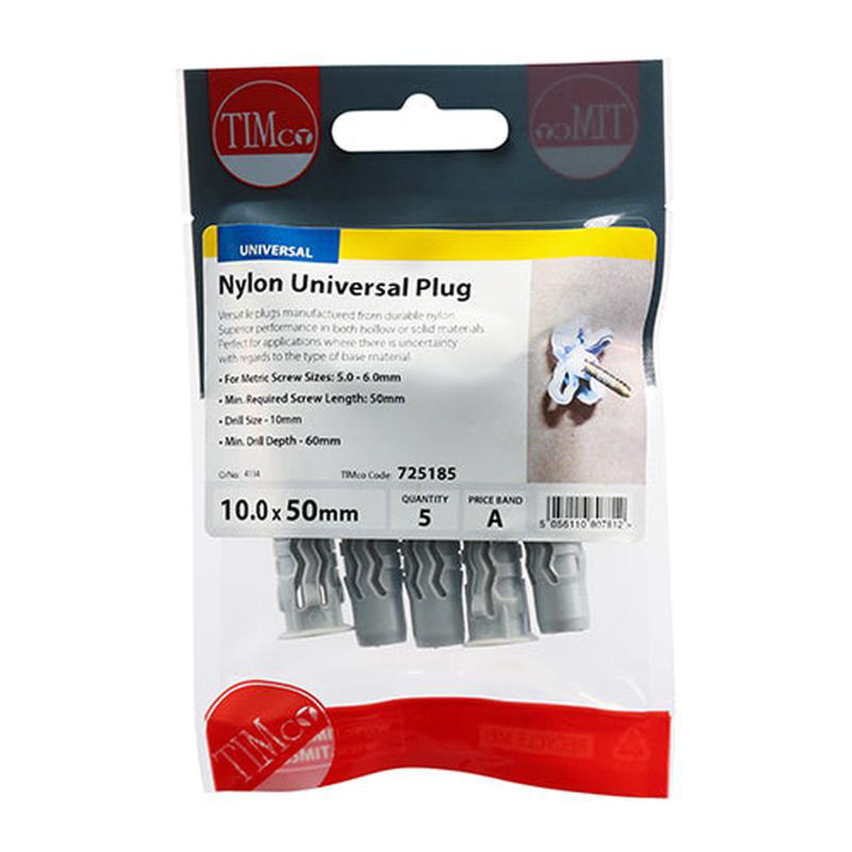 TIMCO Nylon Universal Plugs 8211 100 x 50