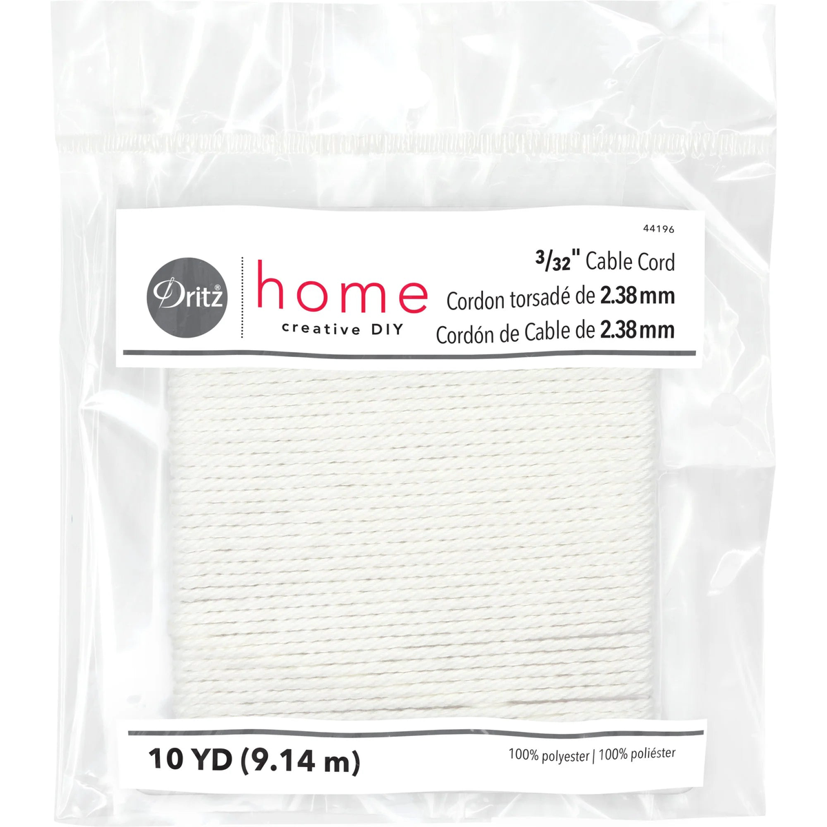 332 (238mm) PipingCable Cord White 10 yd