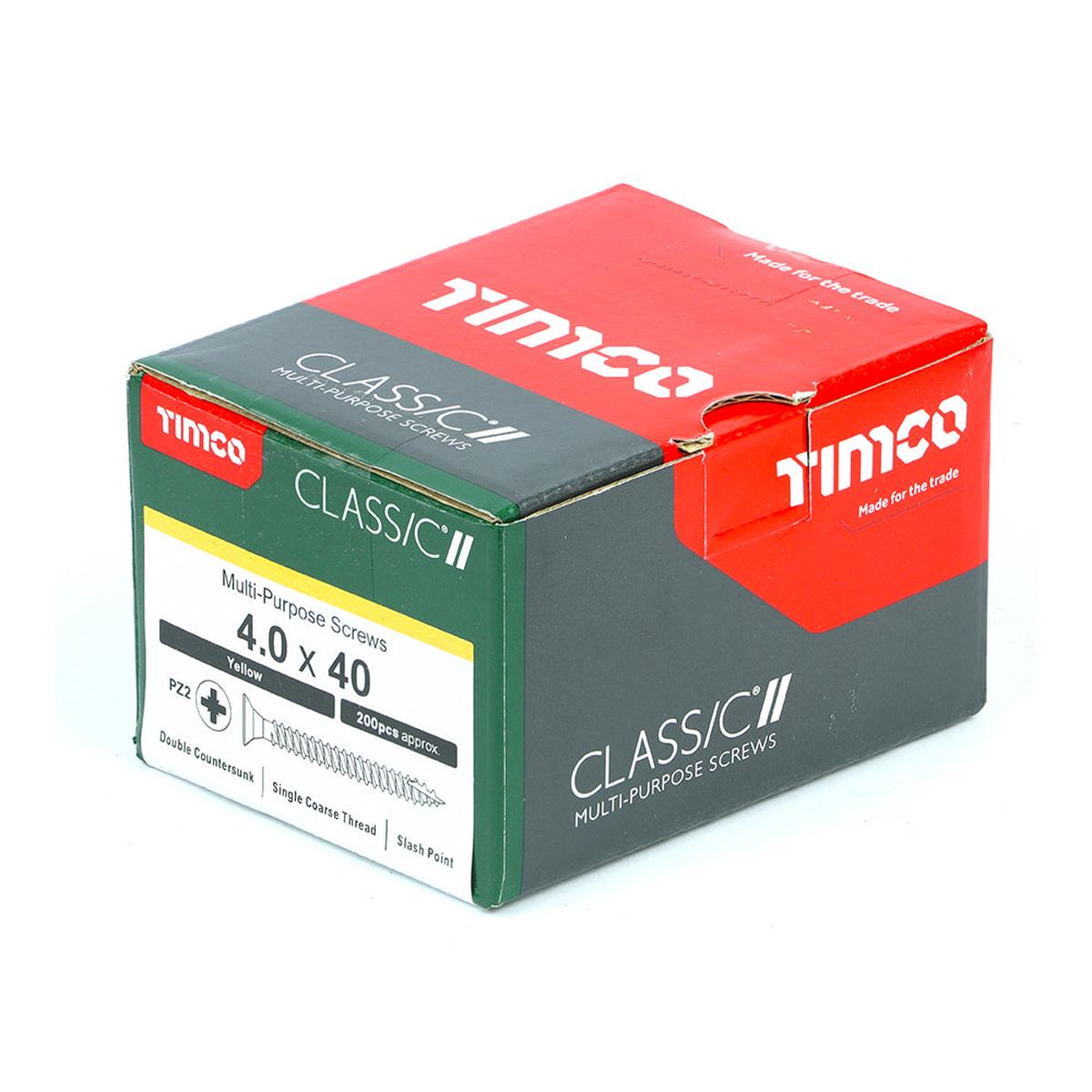 Timco Classic Multi-Purpose Screws - PZ - Double Countersunk - Yellow 40 x 40 (Pack 200)