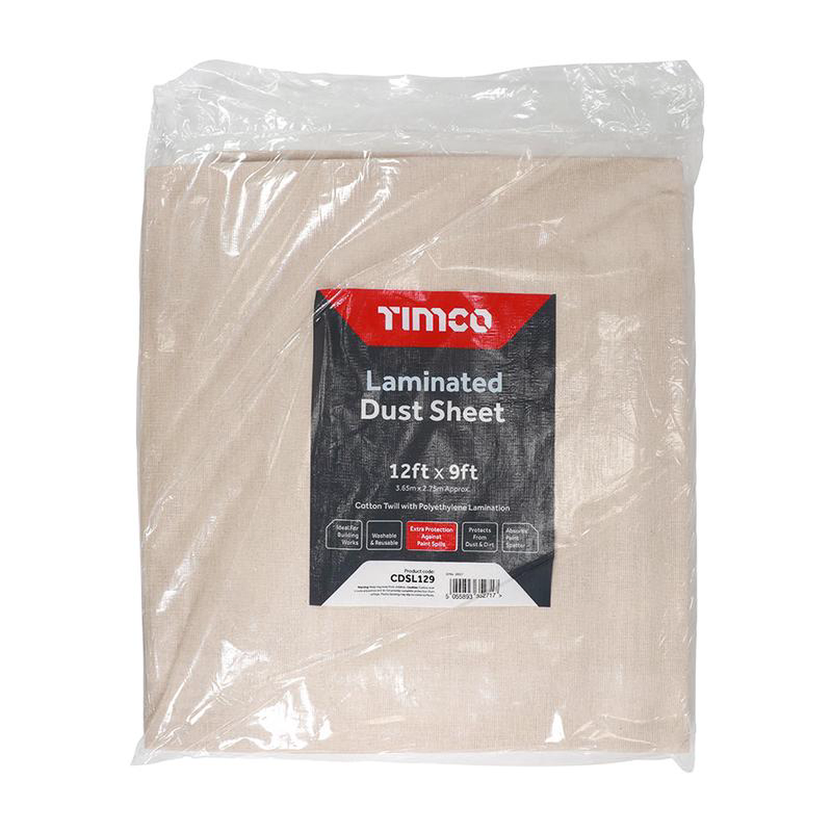 TIMCO Laminated Cotton Twill Dust Sheet 8211 12ft x 9ft