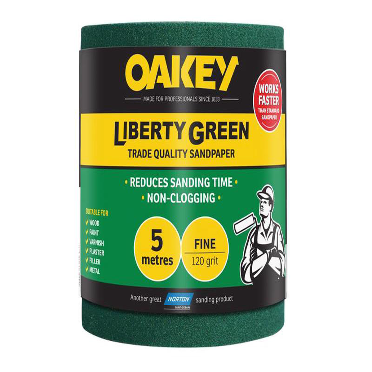 Liberty Green Sanding Roll 115mm x 5m Fine 120G