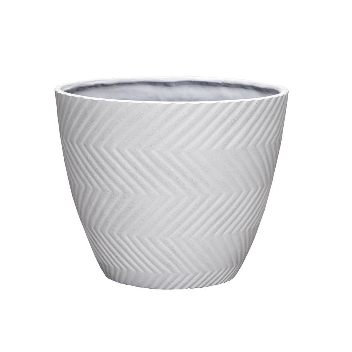 LG Solutions PVI7916TWI Yuma Round Planter White Polyresin