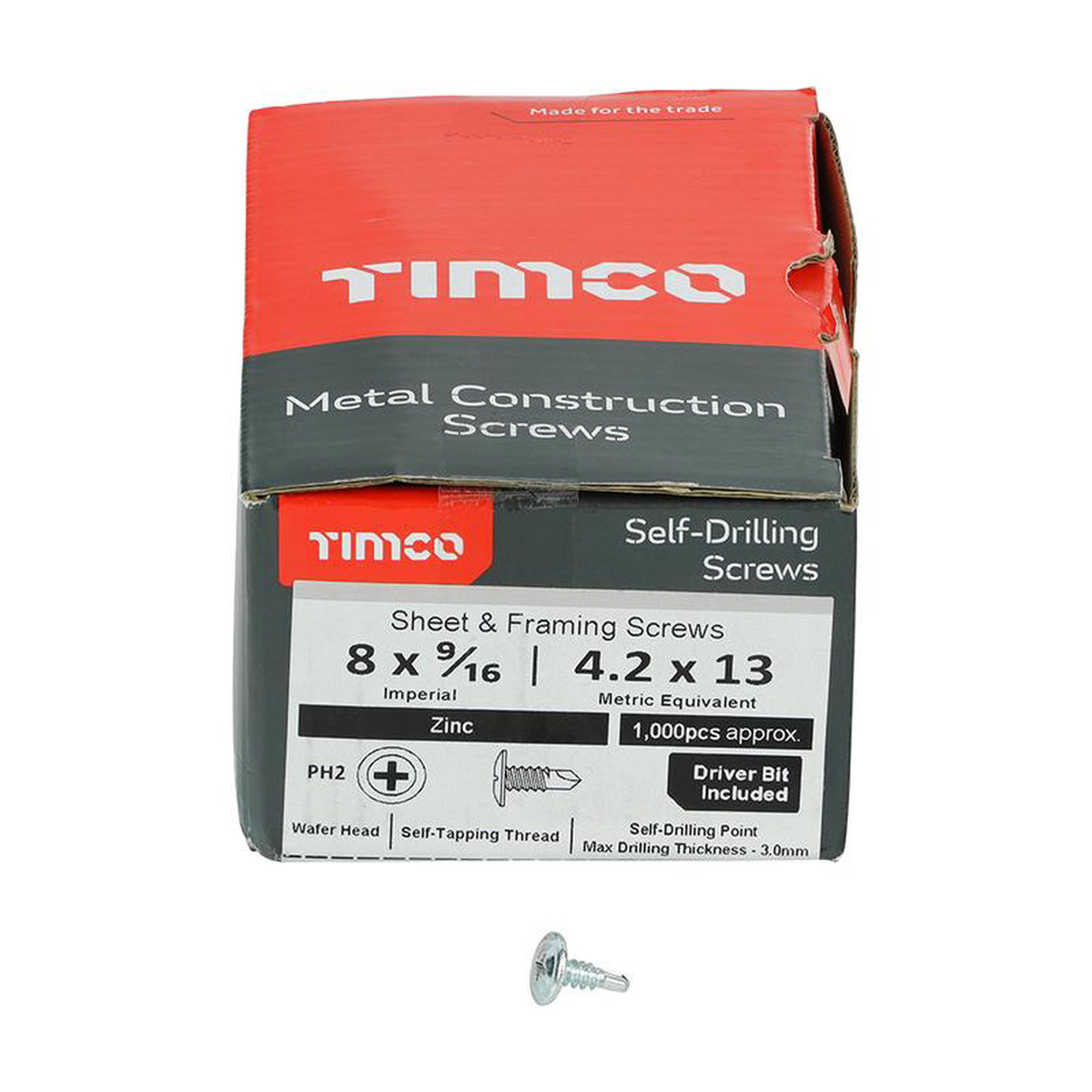TIMCO Self-Drilling Wafer Head Silver Screws 8211 8 x 916
