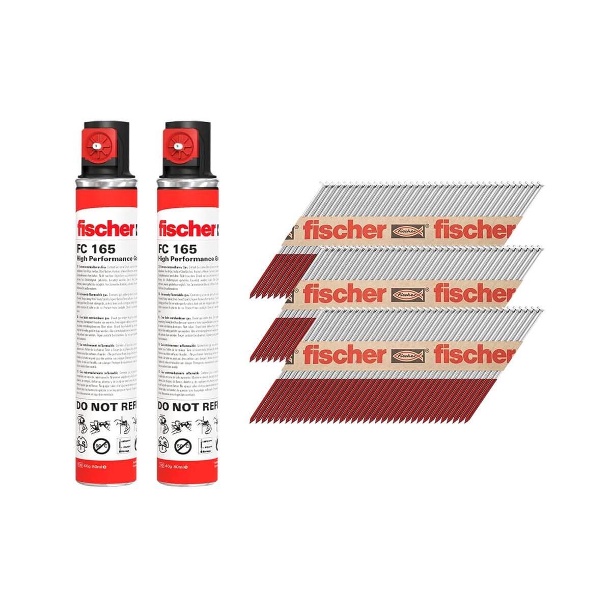 Fischer 534701 31 x 90mm Collated Ring Shank Nails 2 Gas Fuel Cells Electro-Galvanised (Box of 2200)