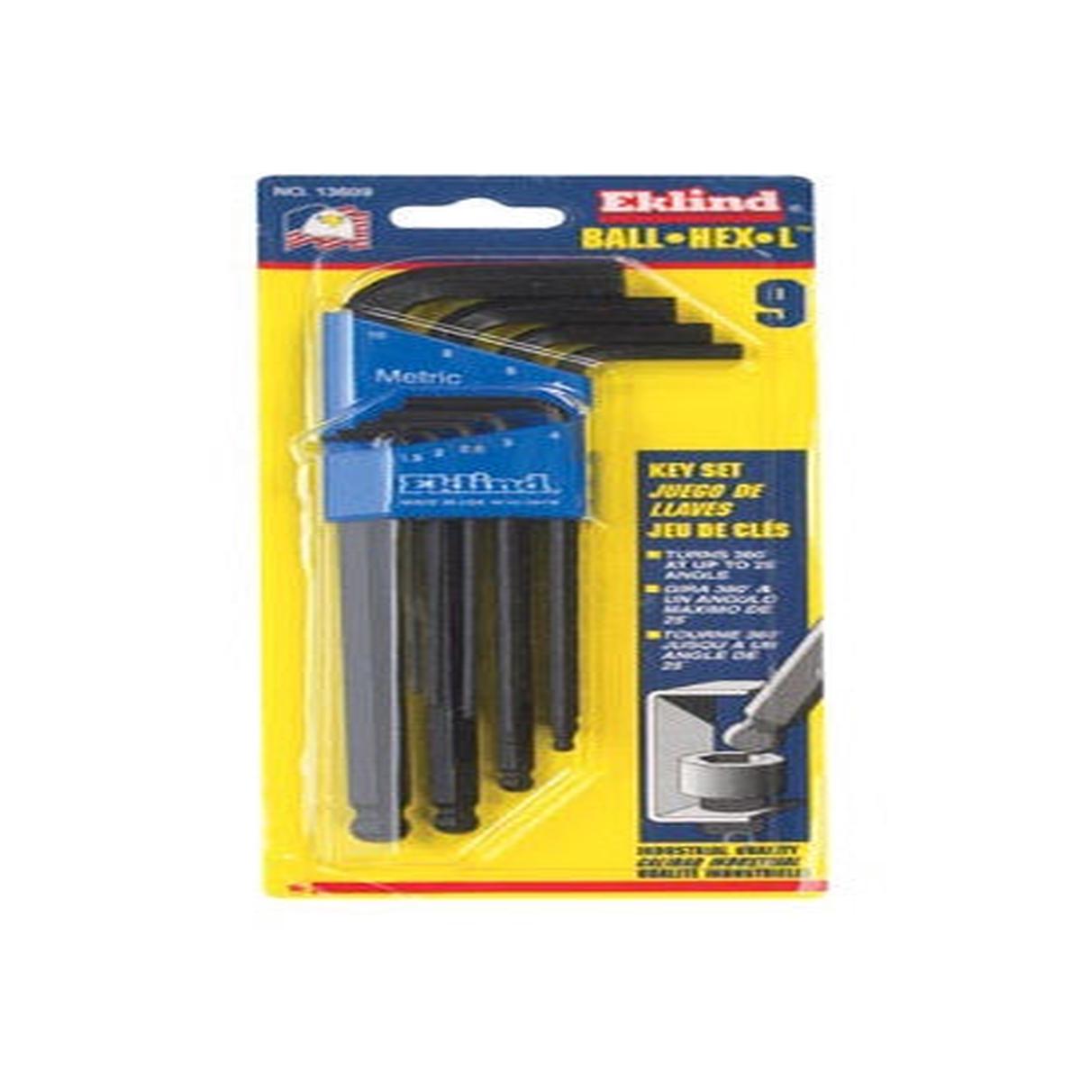 Eklind 13609 Balldriver Metric Hex Key Set 9 Pieces