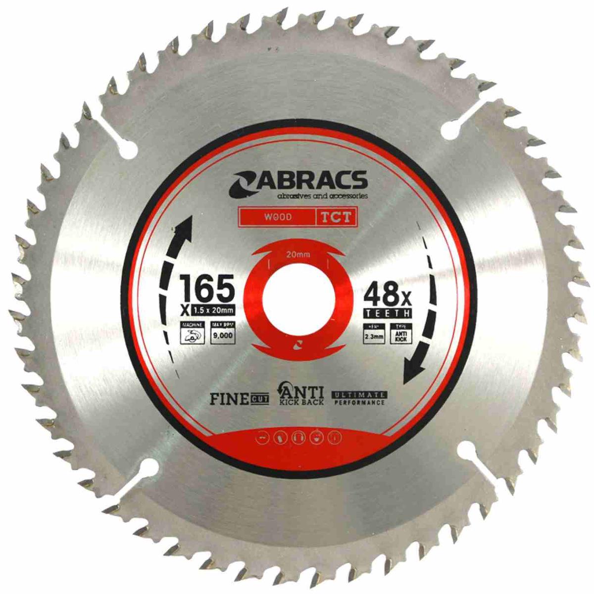 Abracs TCT Blade 165mm X 20mm X 48 Tooth Wood