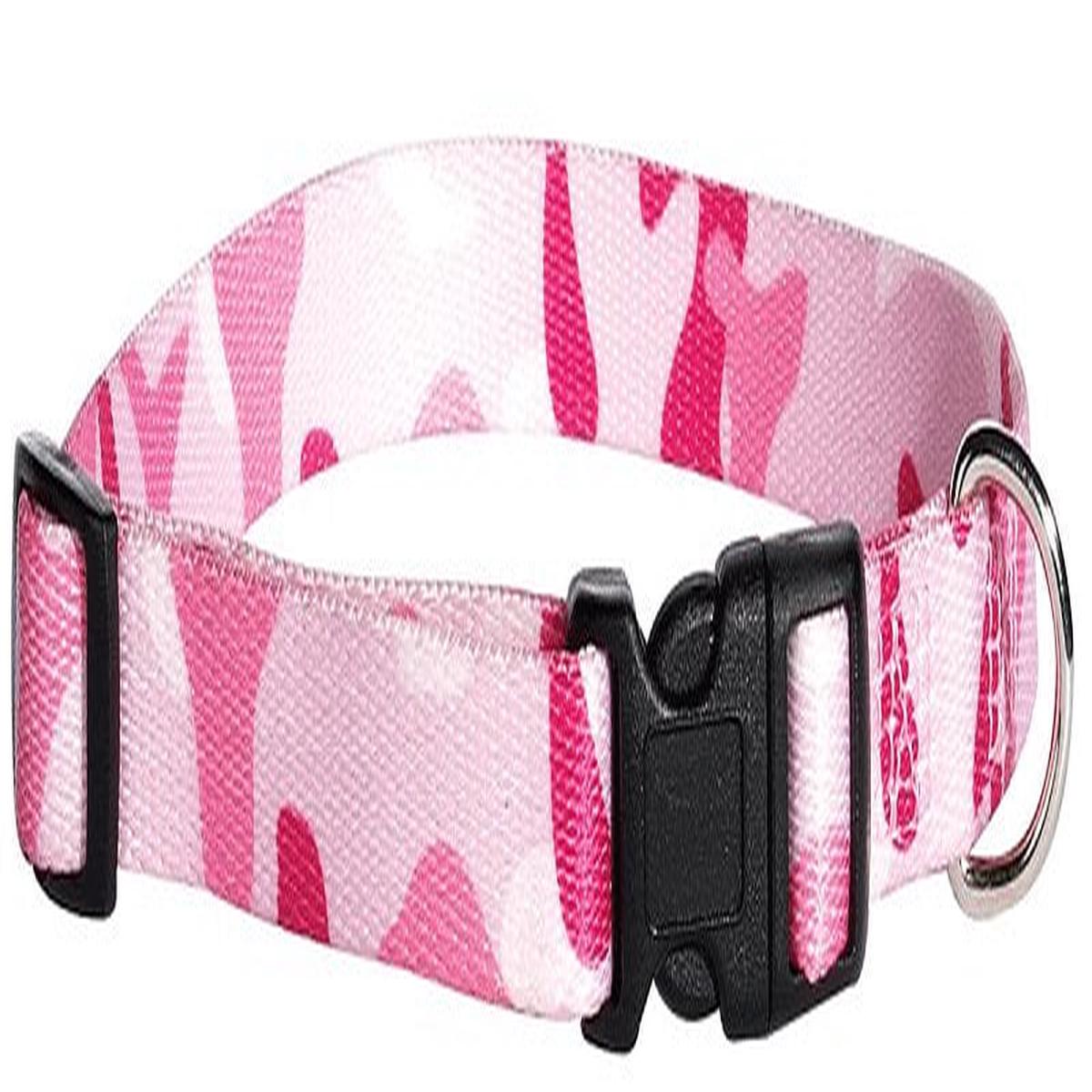 Casual Canine ZA6741 10 75 Dog Collar D-Ring Link 10 to 16 in L Collar 58 in W Collar Nylon Pink Camo