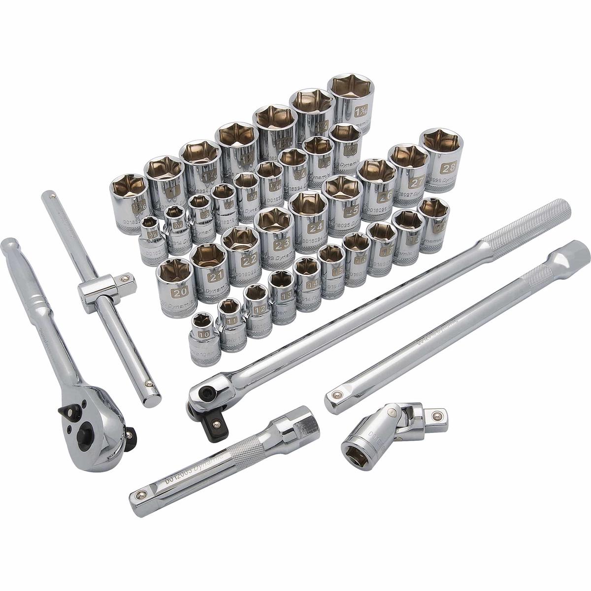 12 Drive 41pc 6-Point Standard SAEMetric Socket Set 38 – 1-516 10mm – 28mm