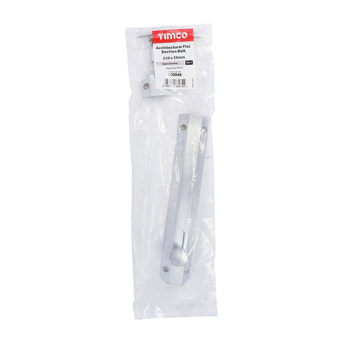 TIMCO Architectural Flat Section Bolt Satin Chrome 8211 210 x 35mm