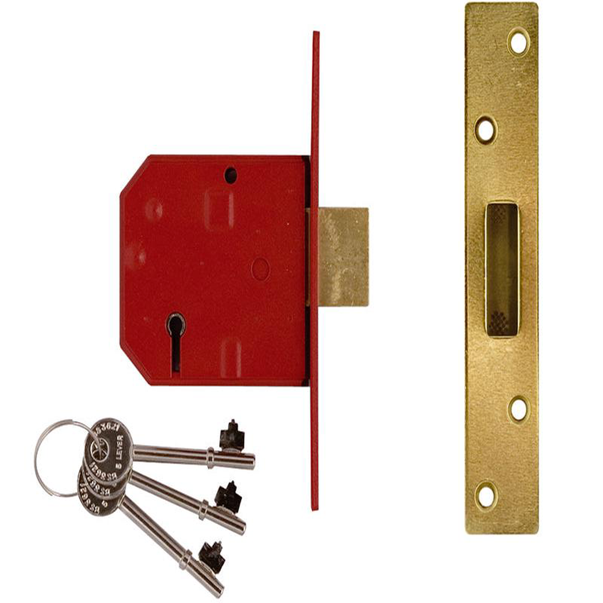 2134E 5 Lever BS Mortice Deadlock Satin Brass Finish 67mm 25in Box