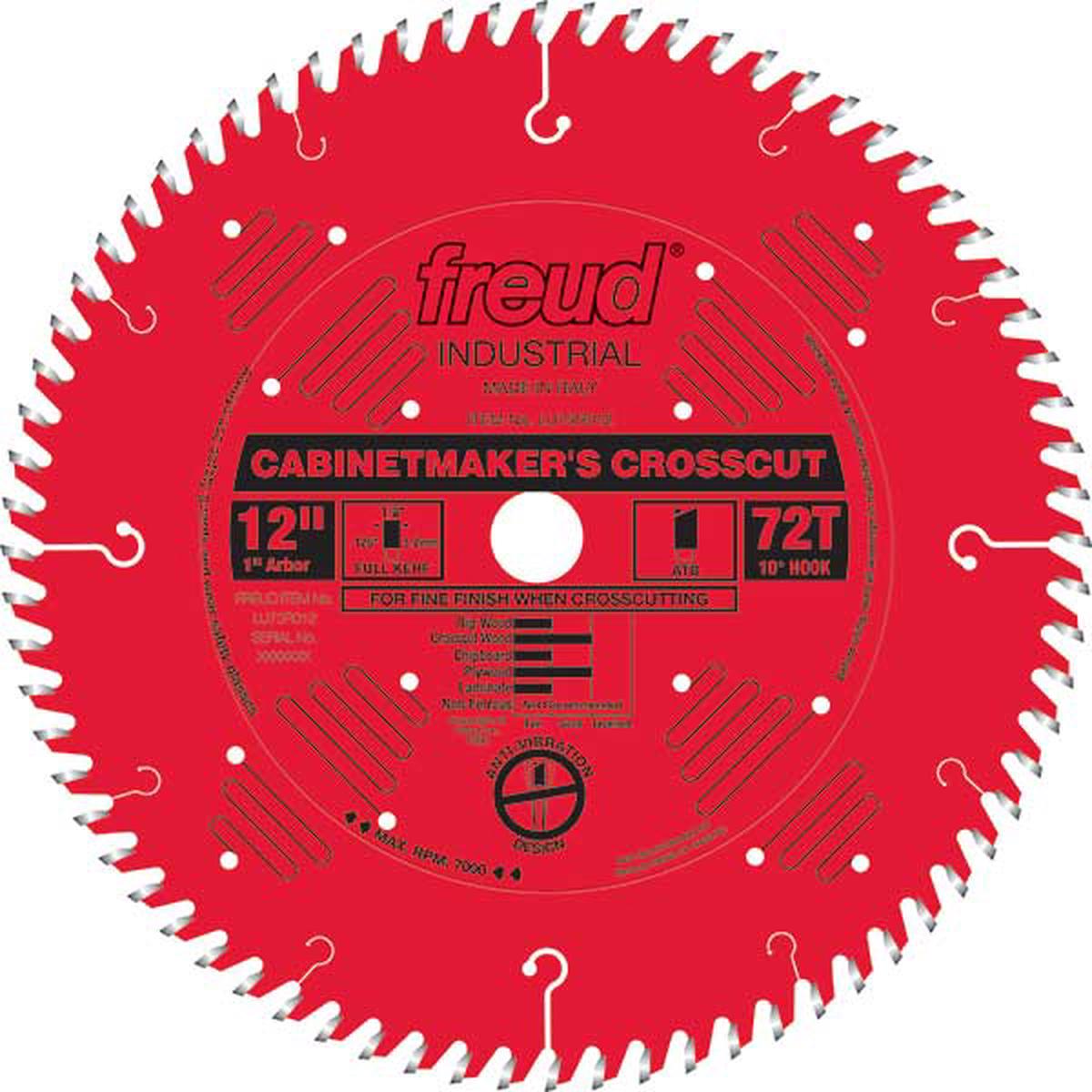 LU73R012 Cabinetmakers Crosscut Saw Blade 12 x 1 bore x 72 Tooth Hi-ATB