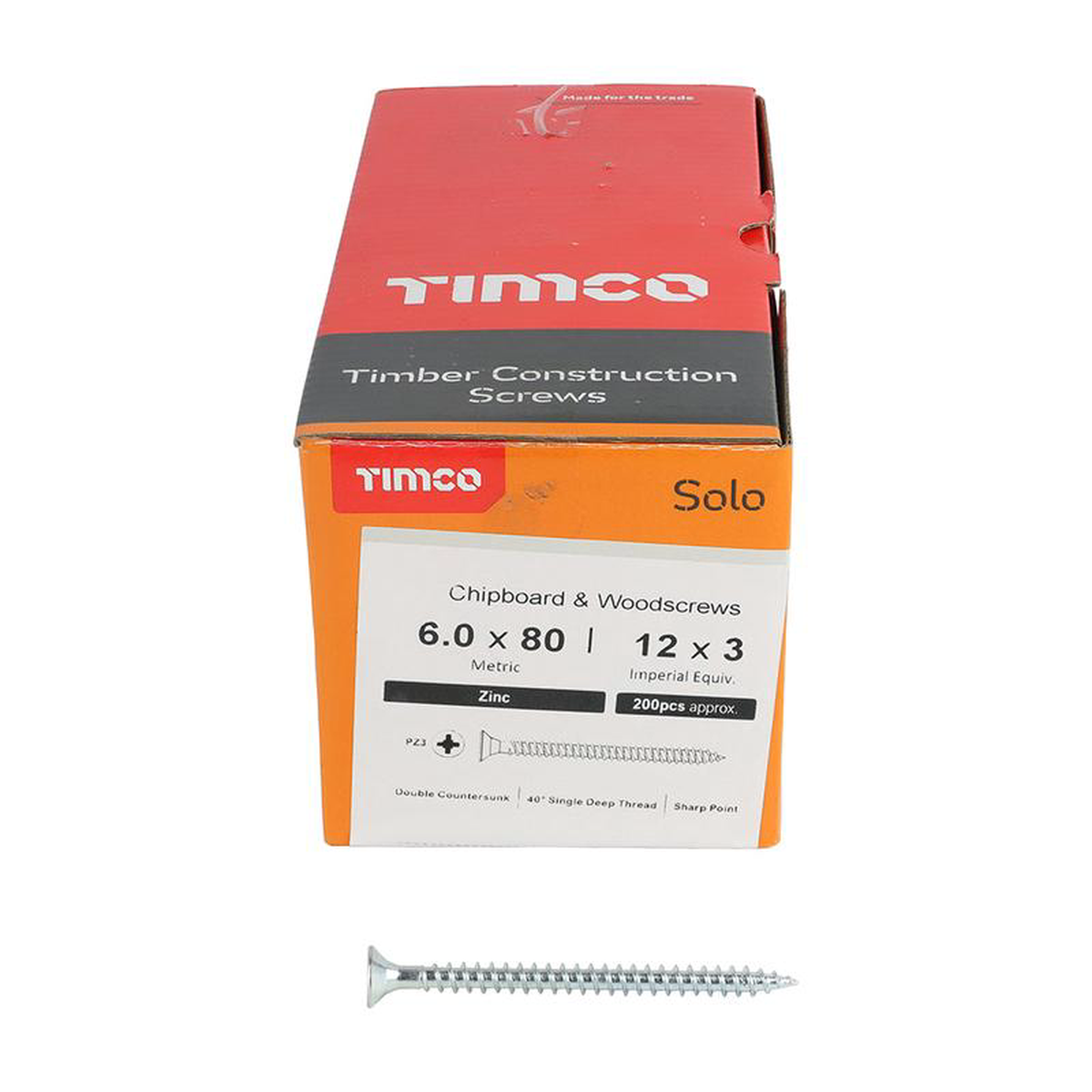 TIMCO Solo Countersunk Silver Woodscrews 8211 60 x 80