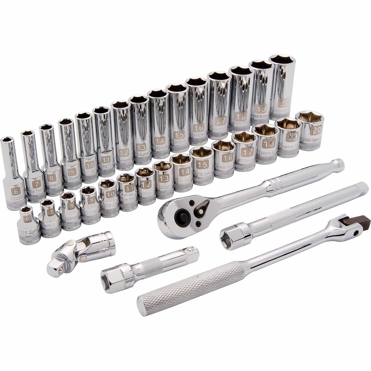 38 Drive 35pc 6-Point StandardDeep Metric Socket Set 6mm – 20mm