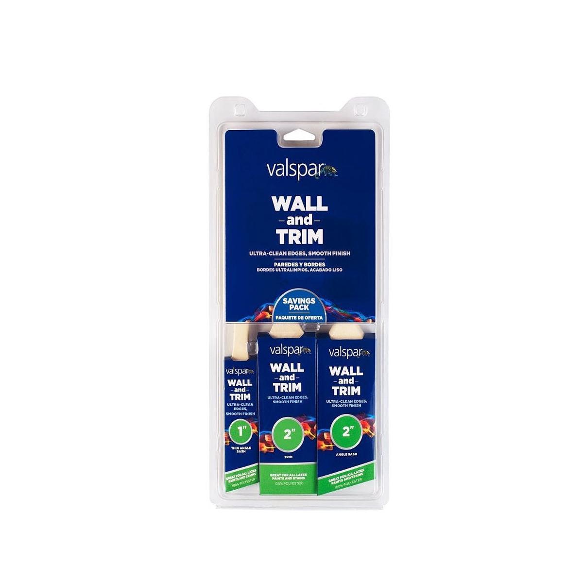 Valspar 882569300 Wall and Trim Paint Brush Set Polyester Bristle