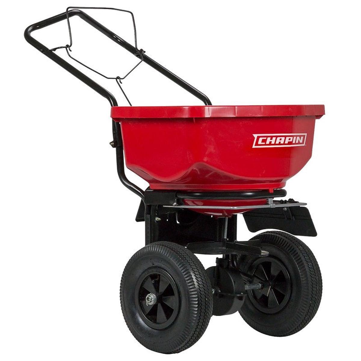 Chapin 8200A Turf Spreader 24 in W Spread 80 lb Hopper Steel Frame Poly Hopper Pneumatic Wheel