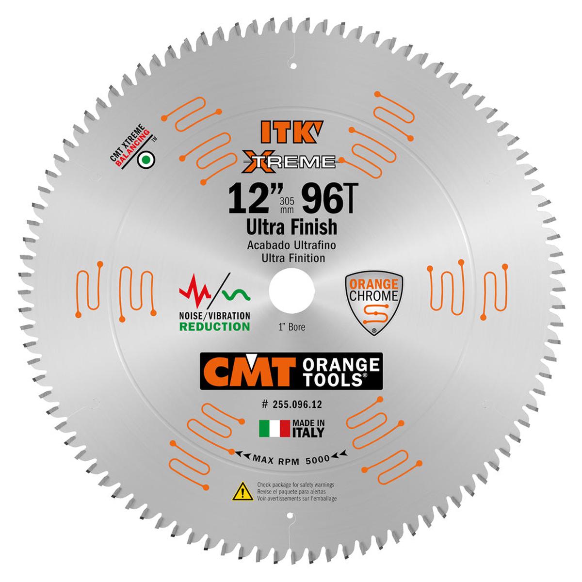 CMT Orange ITK Ultra Finish Saw Blade 12 x T96 40 ATB Grind with 1-Inch Bore (0110 Thin Kerf)