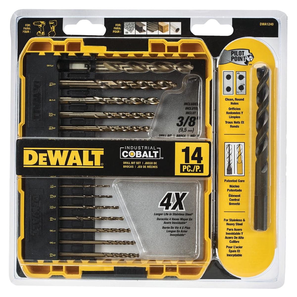 DEWALT DWA1240DW1263 Drill Bit Set Industrial 14-Piece Cobalt Steel Ferrous Oxide