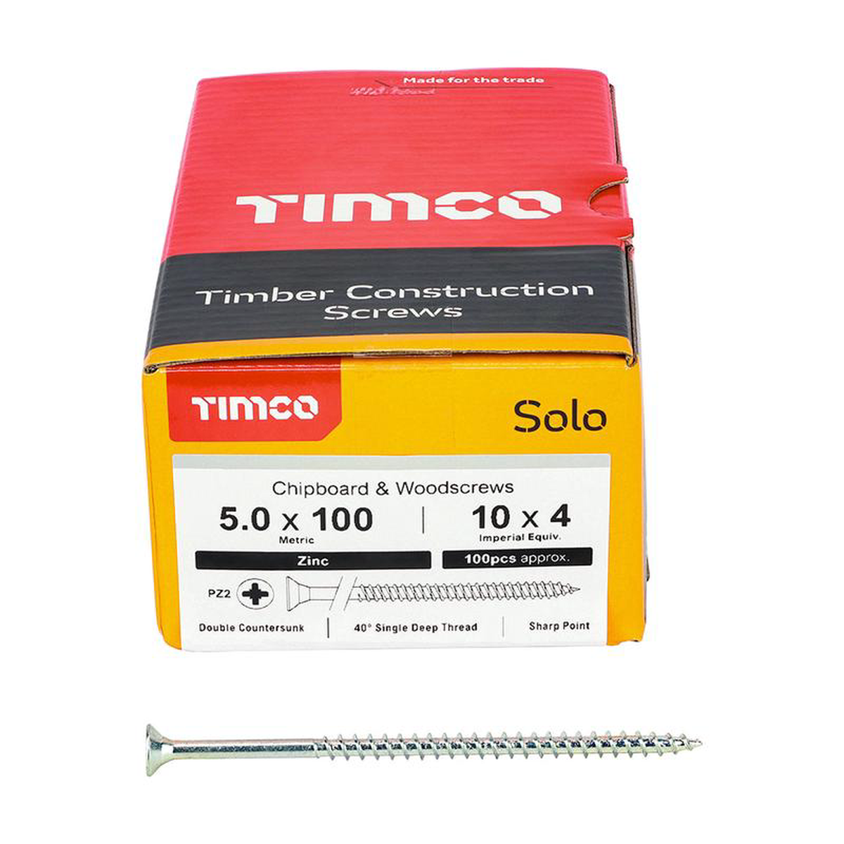 TIMCO Solo Countersunk Silver Woodscrews 8211 50 x 100
