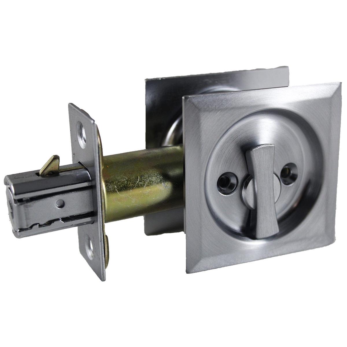 2-716 (62 mm) Pocket Door Pull Square Brushed Chrome Privacy