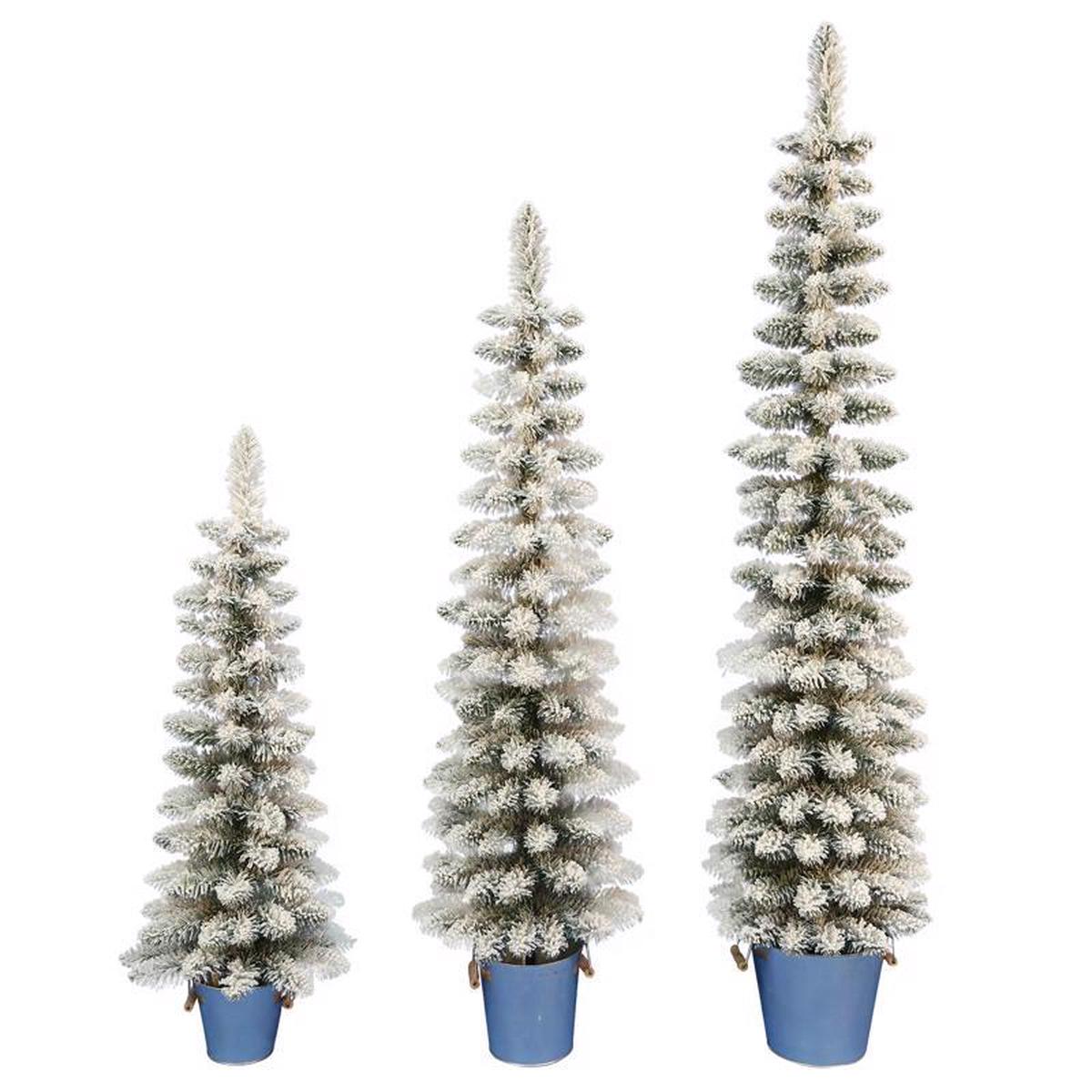 Celebrations 22-111-430-3PK Slim Flocked Pencil Christmas Tree 5 Feet
