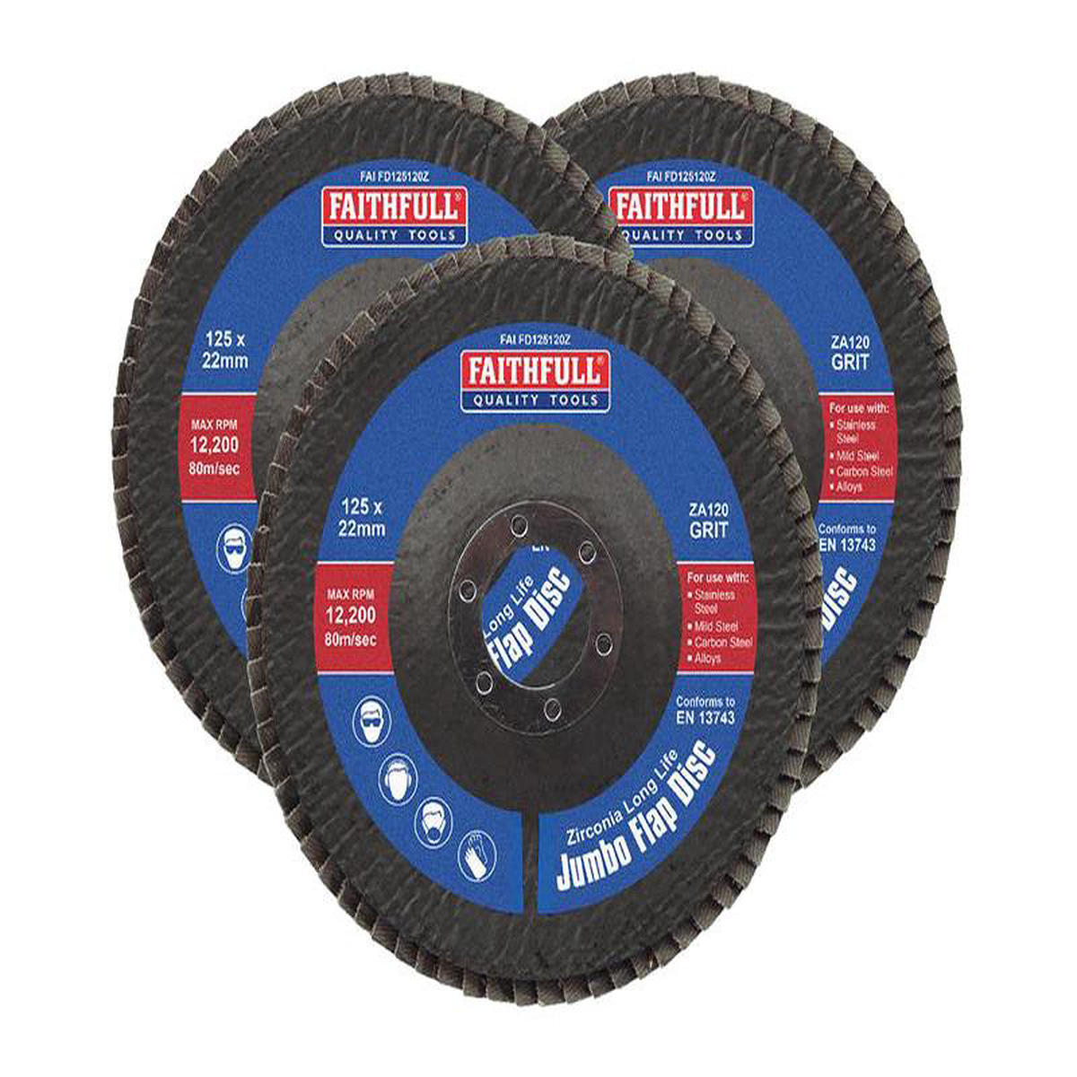 Zirconia Abrasive Jumbo Flap Disc 125 x 22mm 120 Grit (3 Pack)