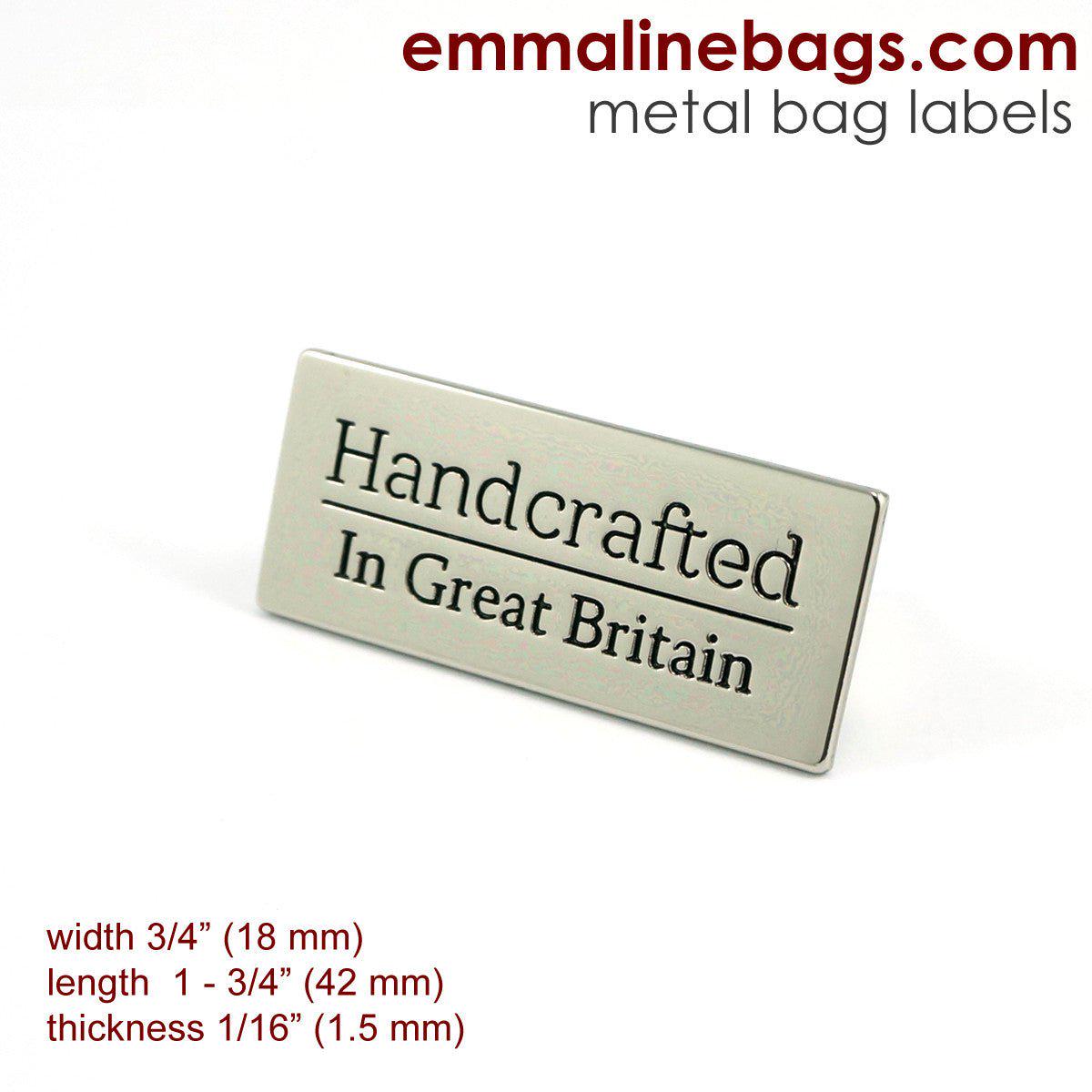 Metal Bag Label Handcrafted - in Great Britain