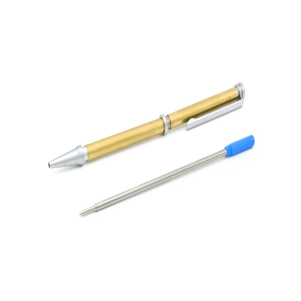Rotur Ultima Black Stripe 7mm Pen Kit Satin Chrome Blue Ink (5 pack)