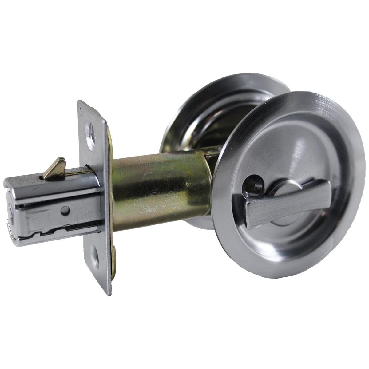 2-716 (62 mm) Pocket Door Pull Round Brushed Nickel Privacy