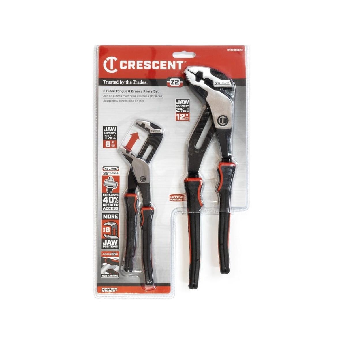 Crescent RTABCGSET3 Tongue and Groove Plier Set Alloy Steel
