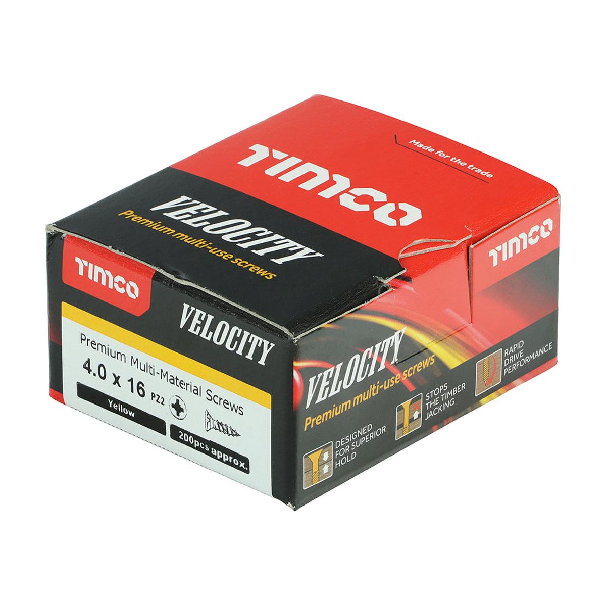 40 X 16 Velocity Premium Multi-Use Screws - PZ - Double Countersunk - Yellow