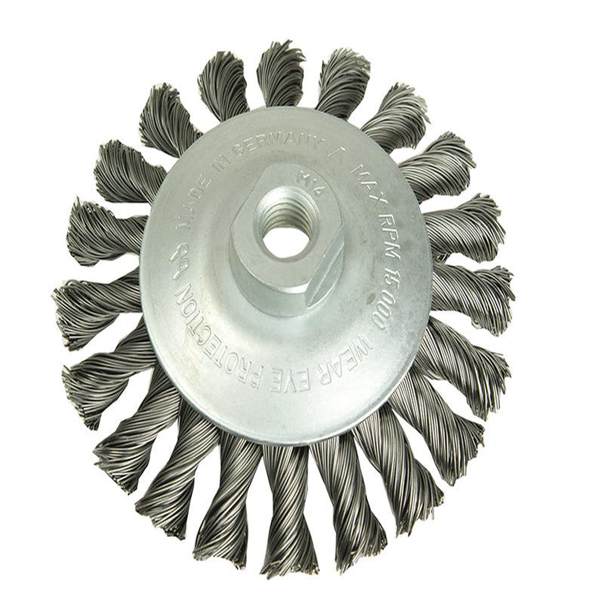 Conical Knot Brush 100mm M14 Bore 035 Steel Wire