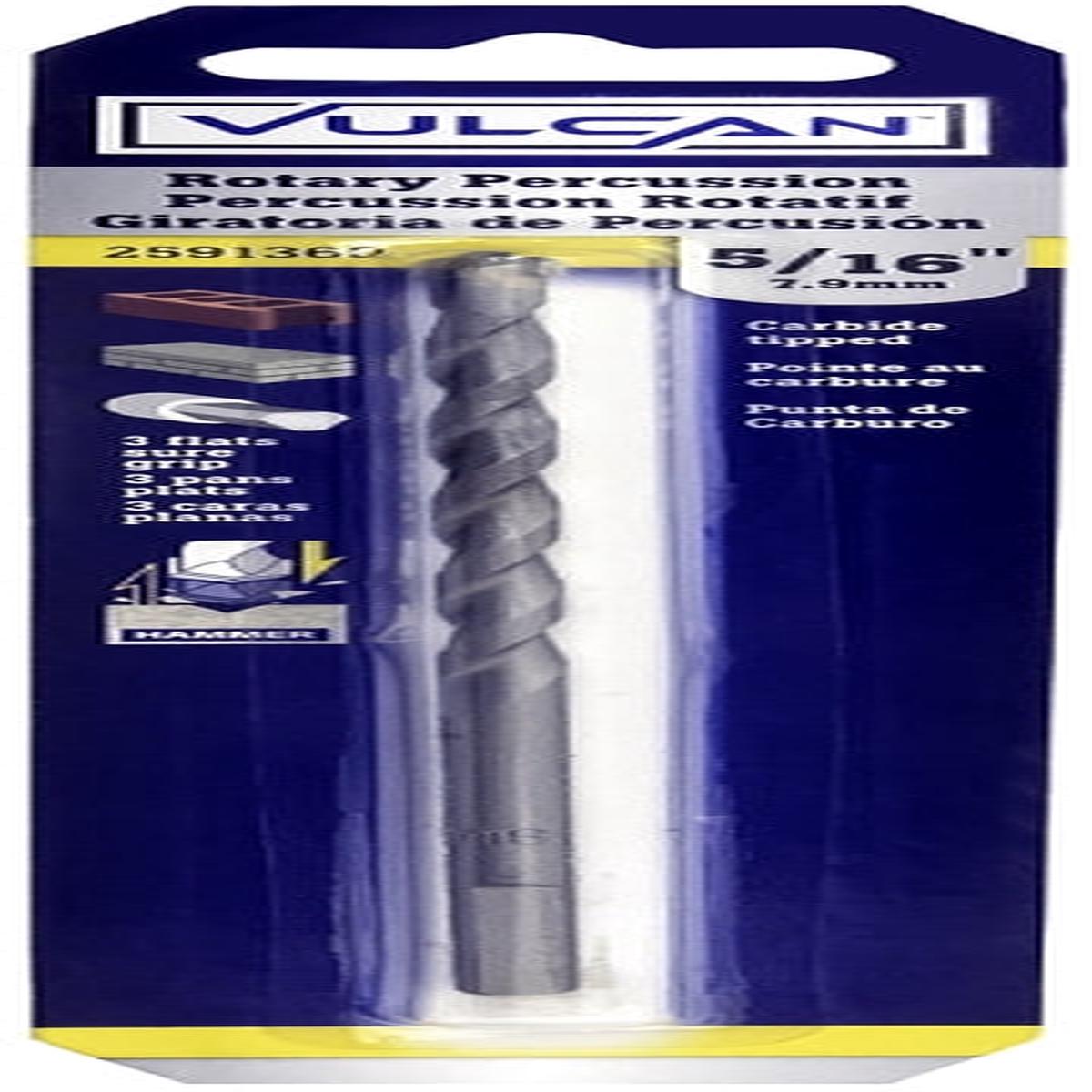 Vulcan 202651OR Drill Bit 516 in Dia 6 in OAL Percussion Spiral Flute 14 in Dia Shank Straight Shank