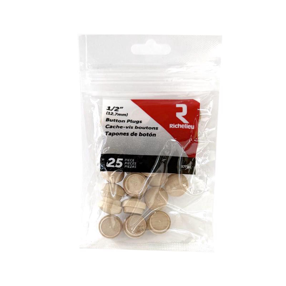 Richelieu Round Birch Button Plug 12 in D X 63 in L 25 pk Natural