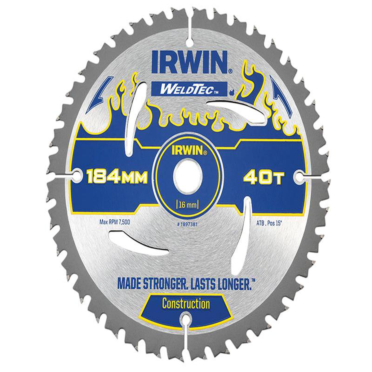 Weldtec Circular Saw Blade 184 x 16mm x 40T ATB