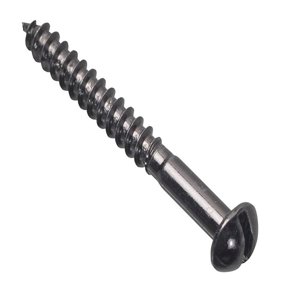 Wood Screw Slotted Round Head ST Black Japanned 112in x 8 Forge Pack 10