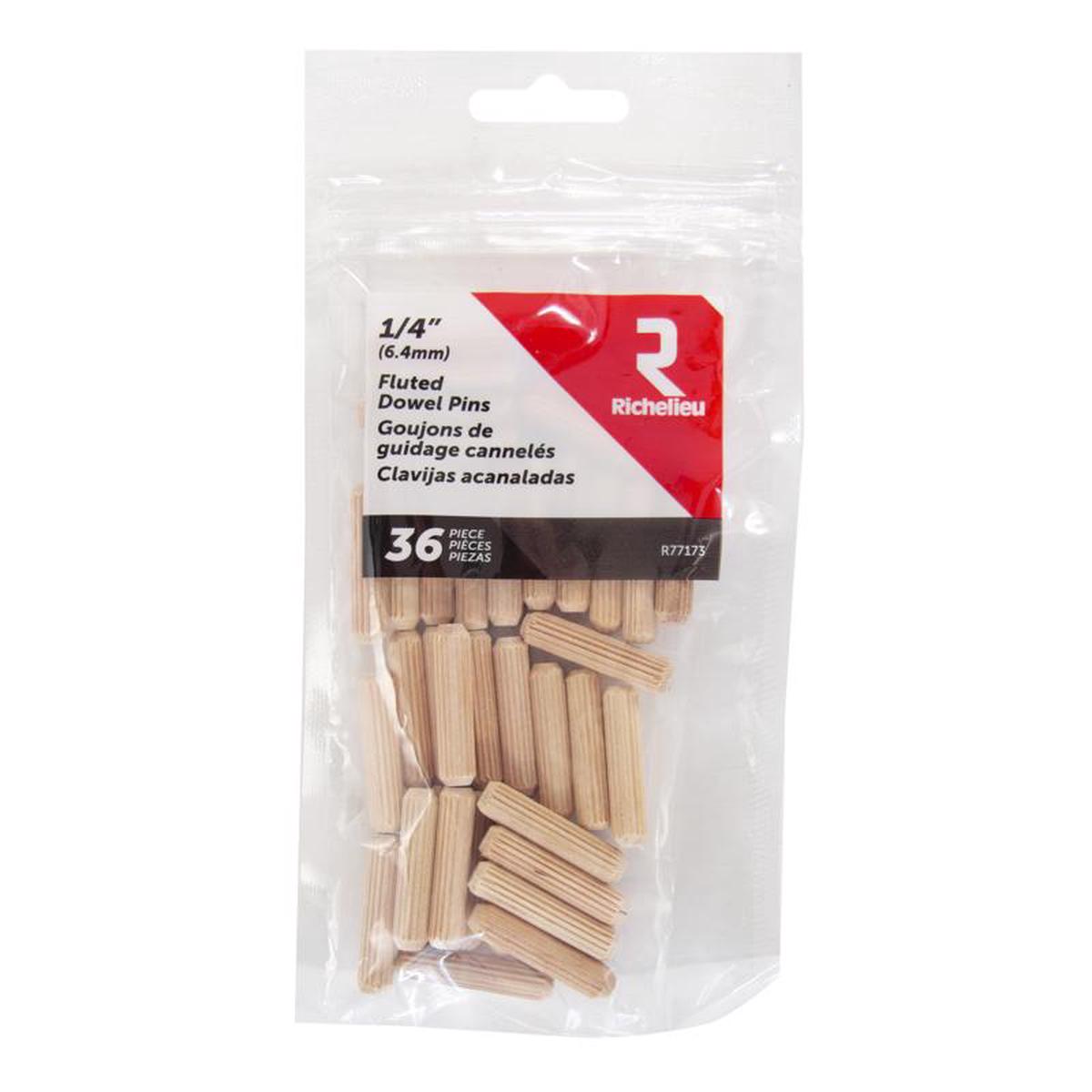 Richelieu Fluted Wood Dowel Pin 14 in D X 1125 in L 36 pk Natural