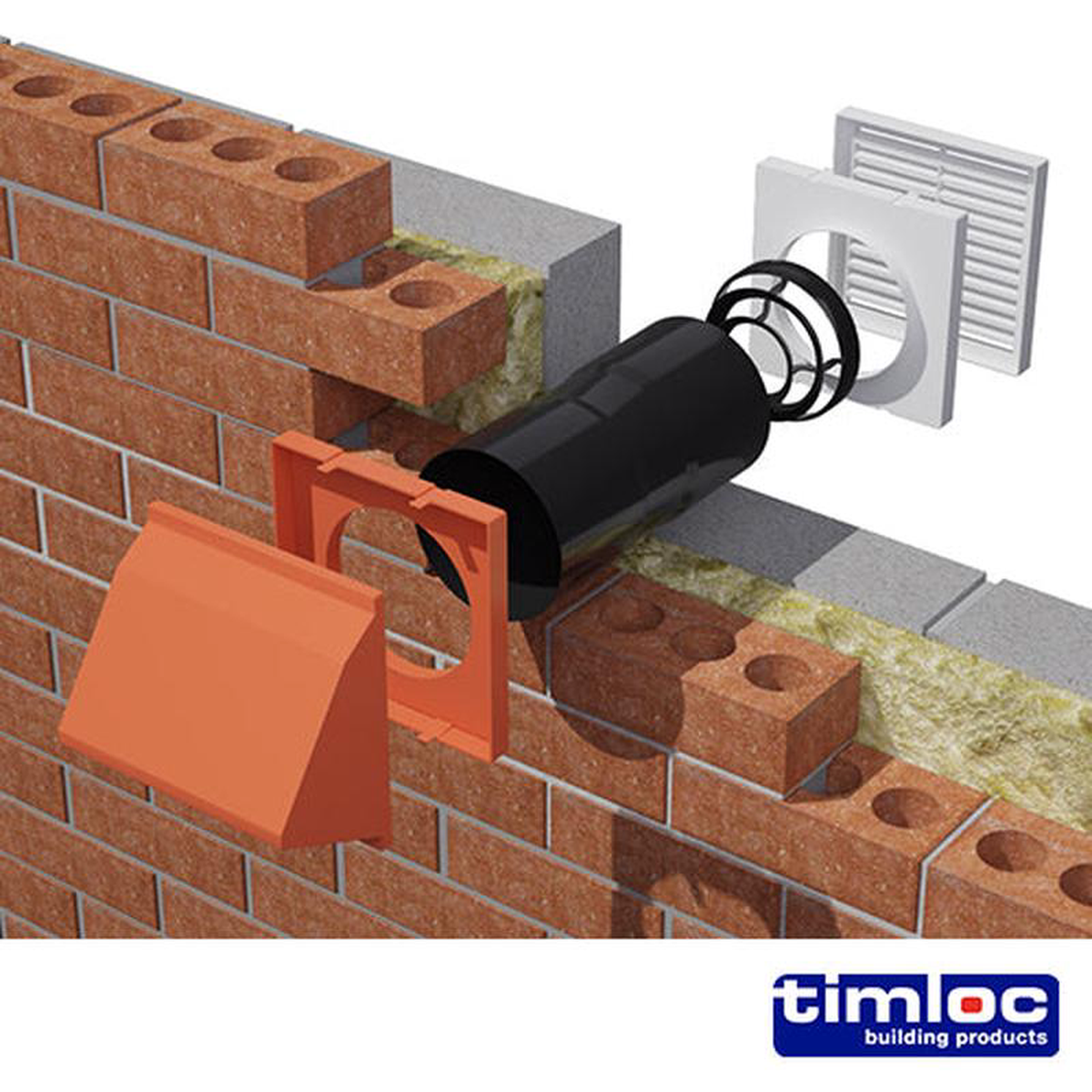Timloc AeroCore Through-Wall Vent Set with Baffle Brown 8211 127 x 350 (dia x length)