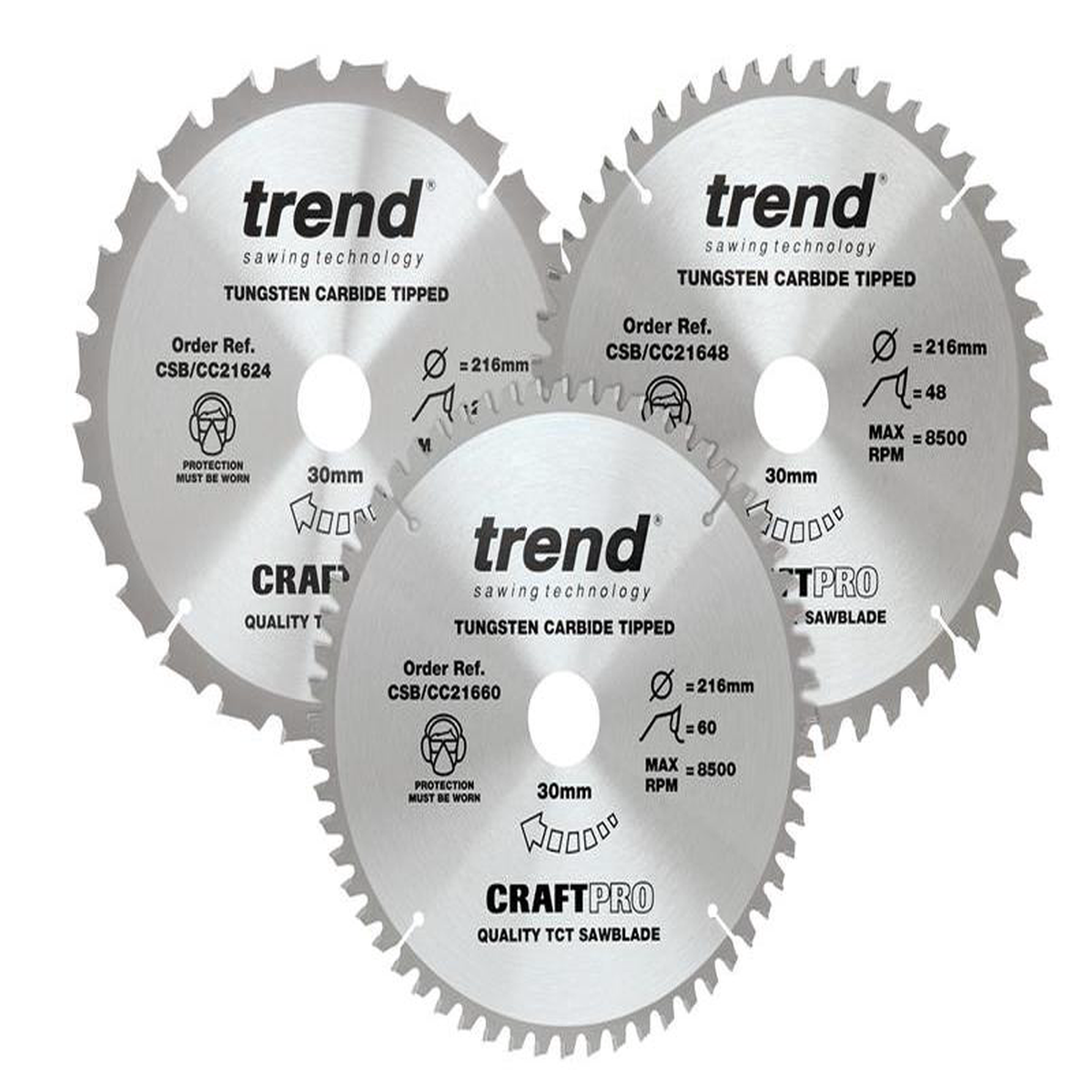 CraftPro Mitre Saw Blade 216 x 30mm x 24T48T60T (Pack 3)