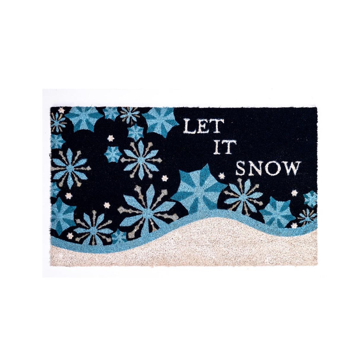 Robert Allen MAT02091 Falling Snowflake Door Mat Multicolored
