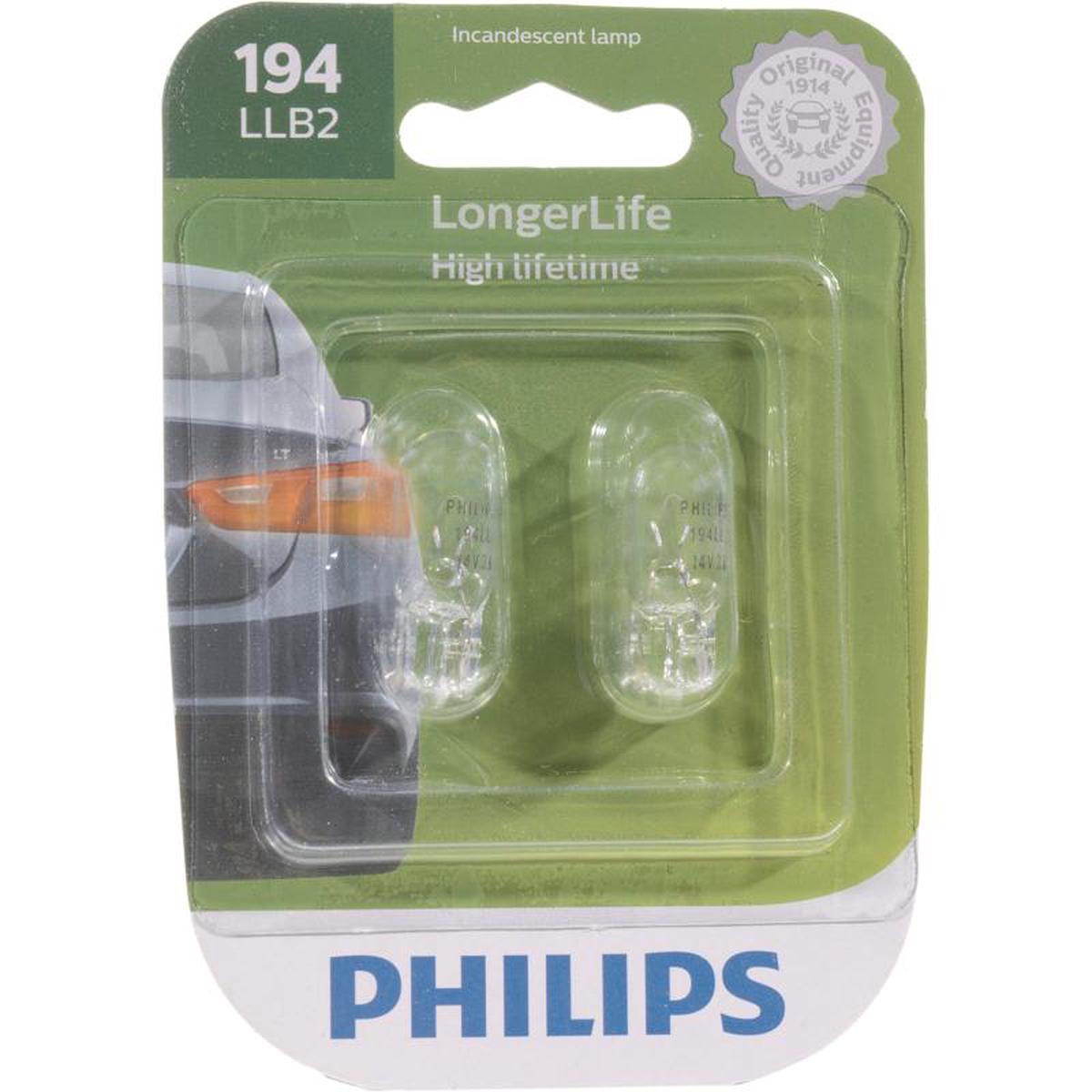 Philips 194LLB2 LongerLife Incandescent Miniature Automotive Bulbs 14 Volt