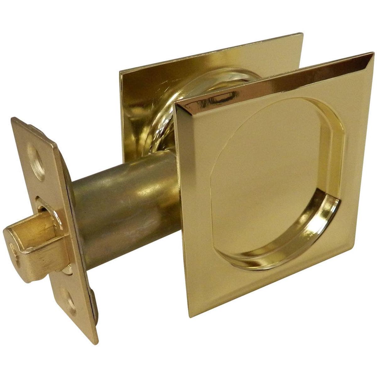 2-716 (62 mm) Pocket Door Pull Square Bright Brass Passage