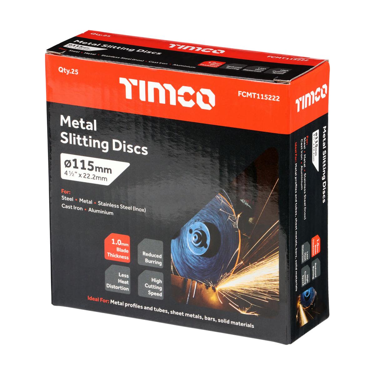 115 x 222 x 10 Timco Metal Cutting Disc (Box Of 25)