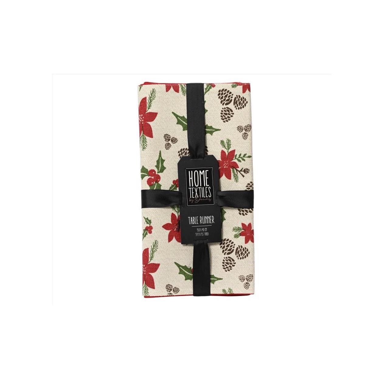 Decoris 613769 Home Textiles Poinsettia Runner Table Decor Cotton